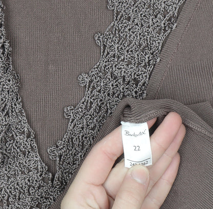 Berkertex Women Brown Size 22 Crochet Trim Knit Cardigan