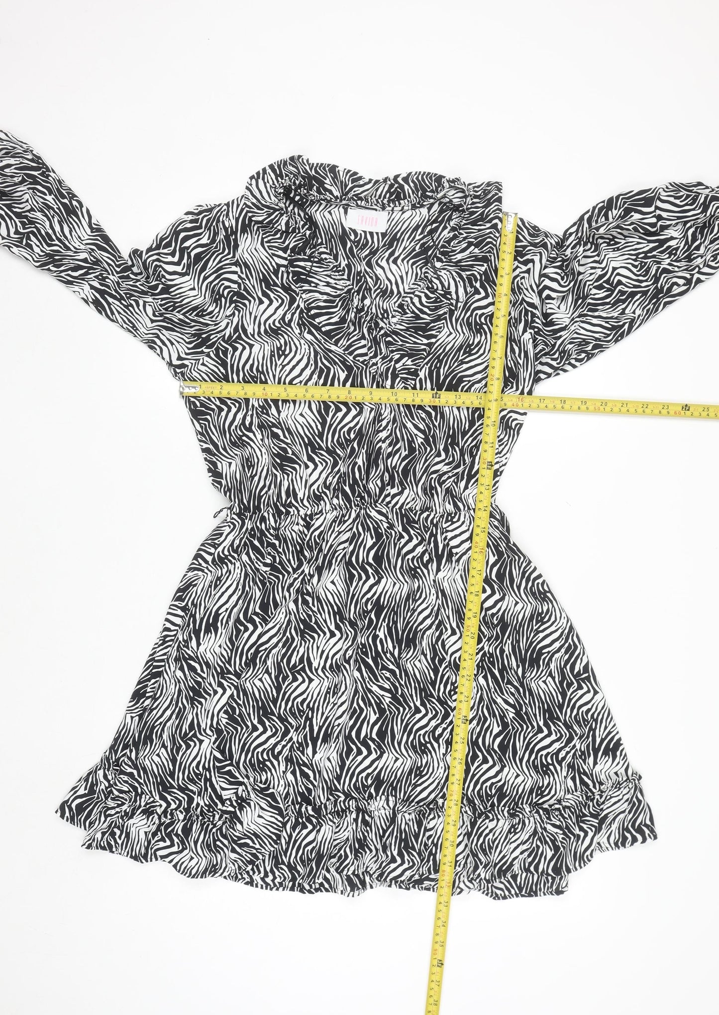 Savida Women’s Black Zebra Print Short A-Line Dress Size 10