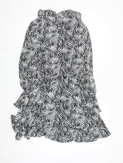 Savida Women’s Black Zebra Print Short A-Line Dress Size 10
