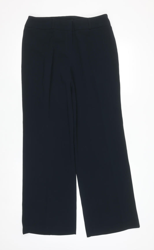 Dunnes Stores Women Navy Wide-Leg Trousers Size 12 Polyester Workwear