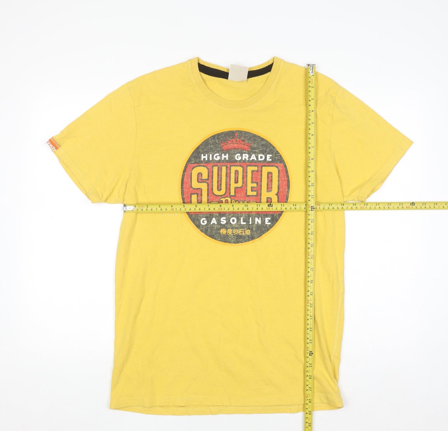 Superdry Men’s Yellow Vintage Gasoline Graphic T-Shirt Size L