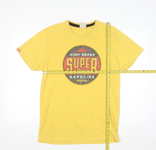 Superdry Men’s Yellow Vintage Gasoline Graphic T-Shirt Size L