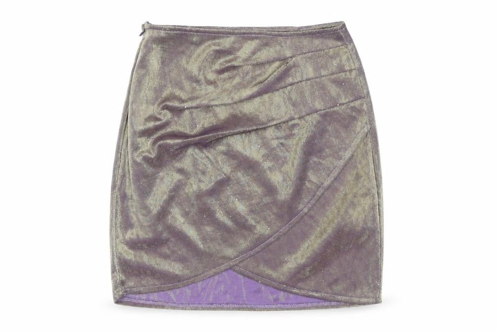 PrettyLittleThing Womens Purple Metallic Wrap Mini Skirt Size 6