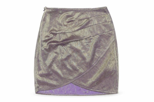PrettyLittleThing Womens Purple Metallic Wrap Mini Skirt Size 6