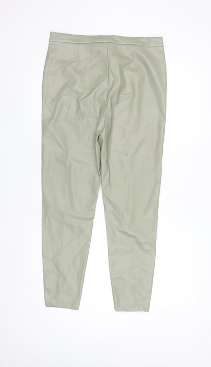 Primark Women's Green Faux Leather High Rise Tapered Trousers Size 14