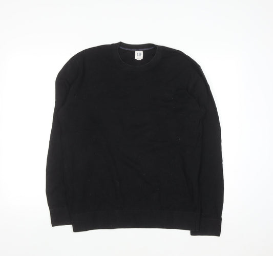 GAP Men's Black Cotton Crew Neck Pullover Jumper Size M