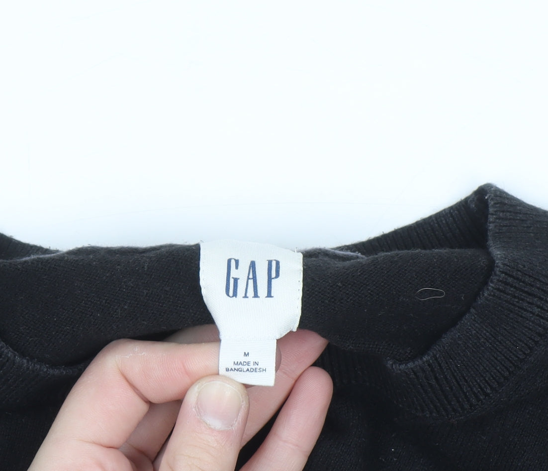 GAP Men's Black Cotton Crew Neck Pullover Jumper Size M