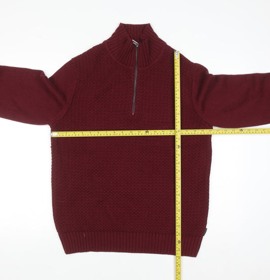Calvin Klein Men's Red Half Zip Knit Jumper Size L