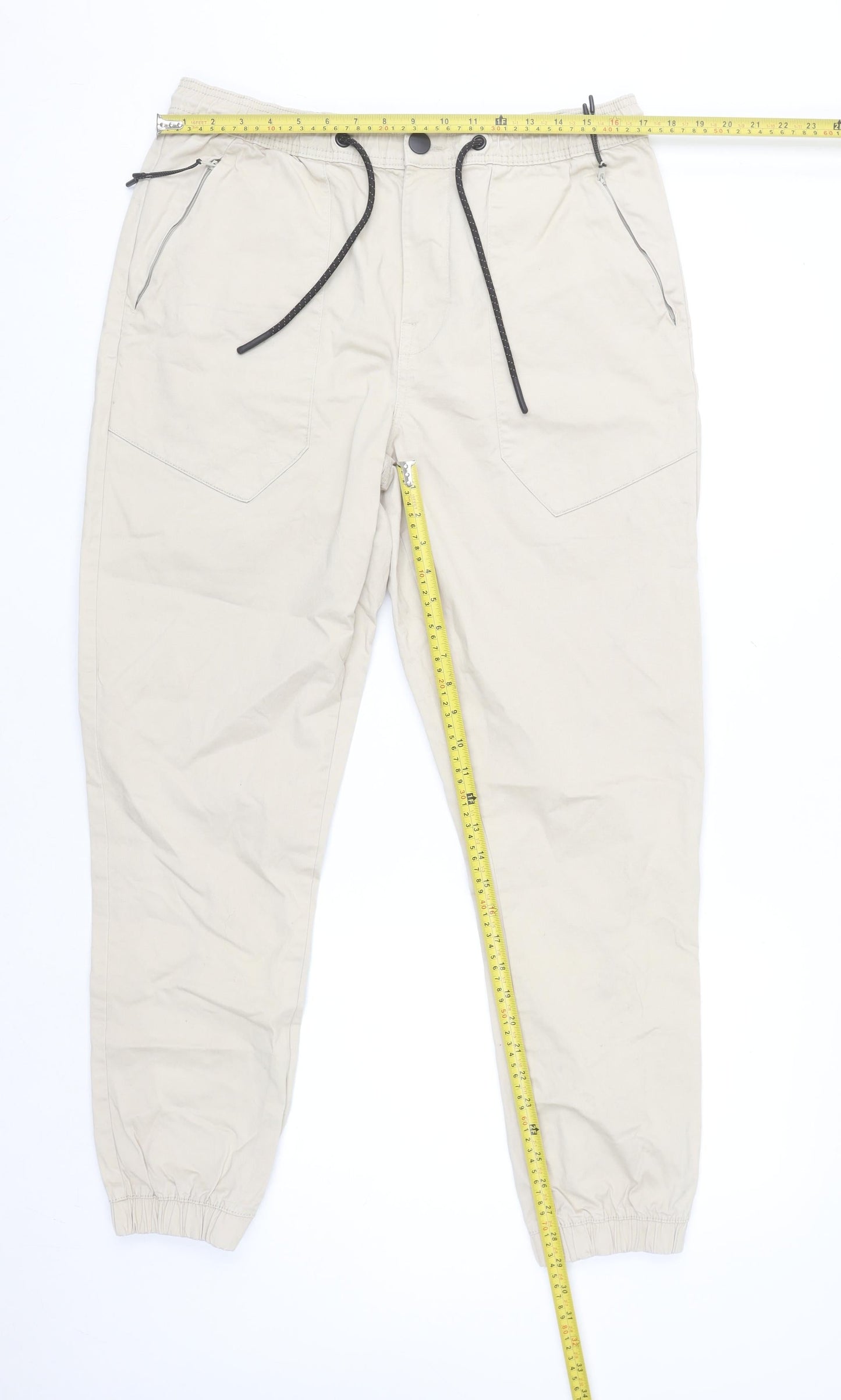 Primark Men Beige Relaxed Fit Jogger Trousers L