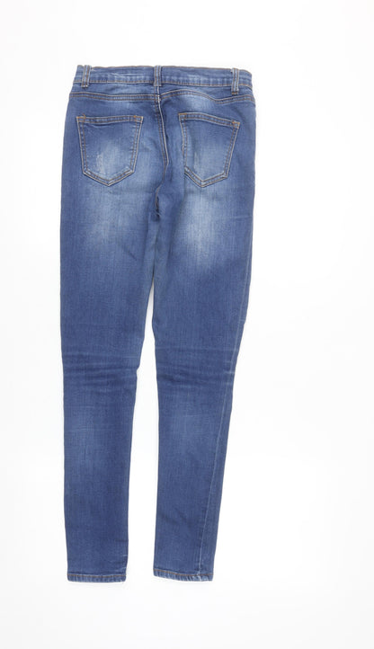 Denim Co Women's Blue Size 8 Skinny Distressed Stretch Jeans