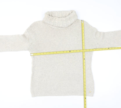 Esprit Men’s Beige Roll Neck Cable-Knit Jumper Size M