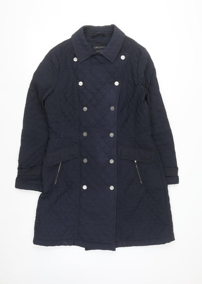 Olsen Women's Blue Quilted Mid-Length Coat Size 10