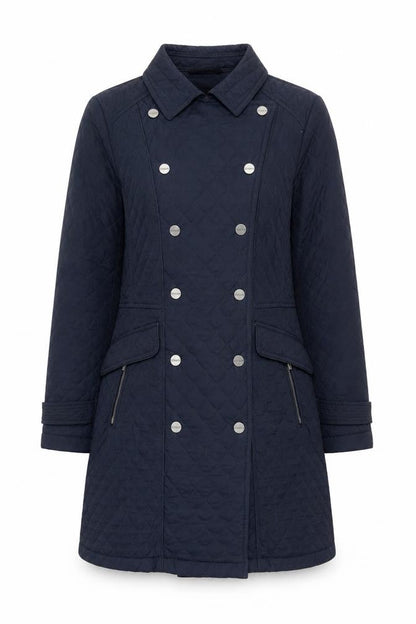 Olsen Women's Blue Quilted Mid-Length Coat Size 10