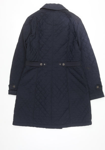 Olsen Women's Blue Quilted Mid-Length Coat Size 10