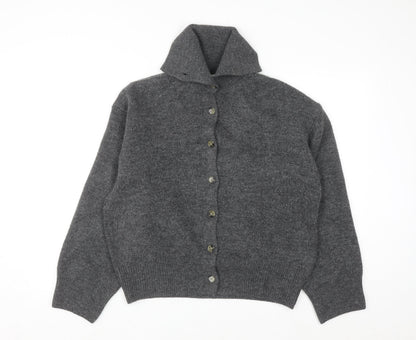 H&M Womens Grey Button Front High Neck Knit Cardigan Size 12