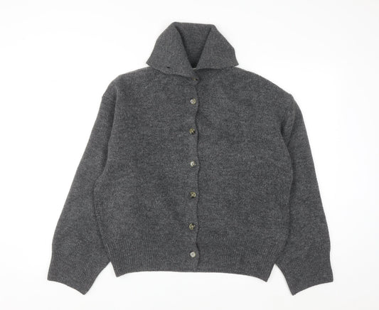 H&M Womens Grey Button Front High Neck Knit Cardigan Size 12