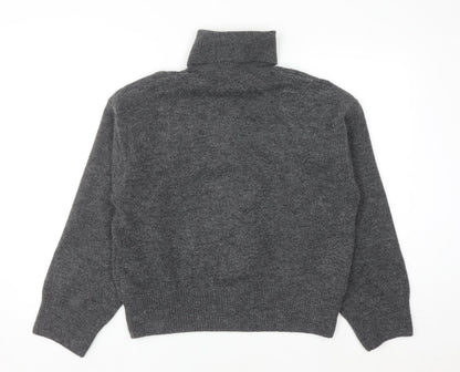H&M Womens Grey Button Front High Neck Knit Cardigan Size 12