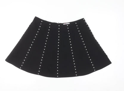Savida Women’s Black Studded A-Line Short Skirt Size 12