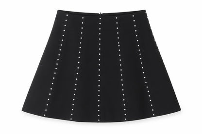 Savida Women’s Black Studded A-Line Short Skirt Size 12