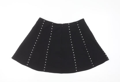 Savida Women’s Black Studded A-Line Short Skirt Size 12