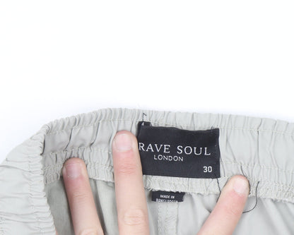Brave Soul Men's Beige Cargo Trousers Size 30 Regular Fit