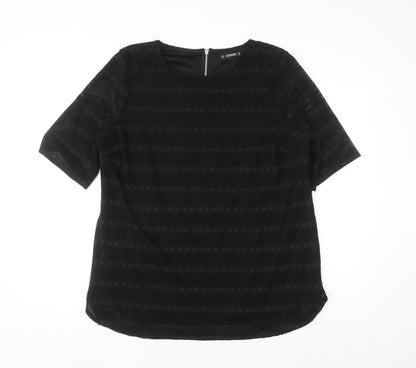 Dunnes Women Black Mesh Zip Back Blouse Size 20