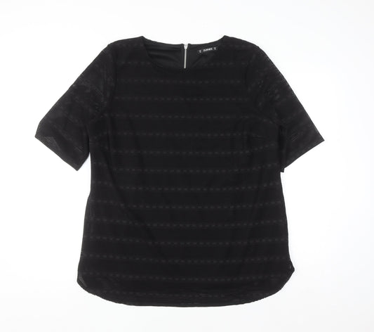 Dunnes Women Black Mesh Zip Back Blouse Size 20