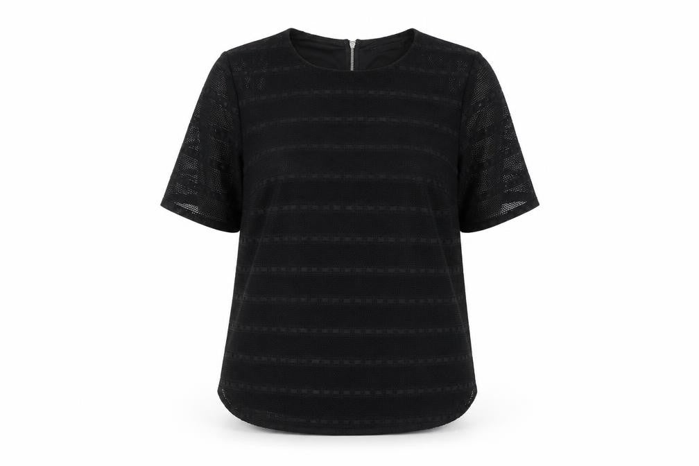 Dunnes Women Black Mesh Zip Back Blouse Size 20
