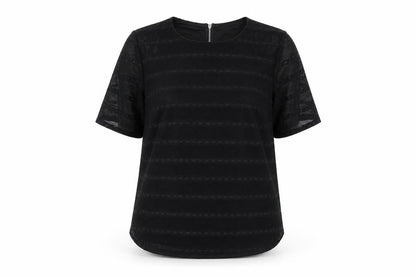 Dunnes Women Black Mesh Zip Back Blouse Size 20