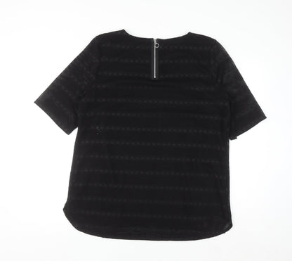 Dunnes Women Black Mesh Zip Back Blouse Size 20