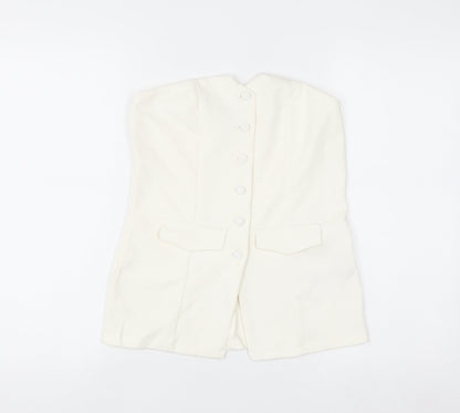 Primark Women Ivory Sleeveless Button Blouse Size S