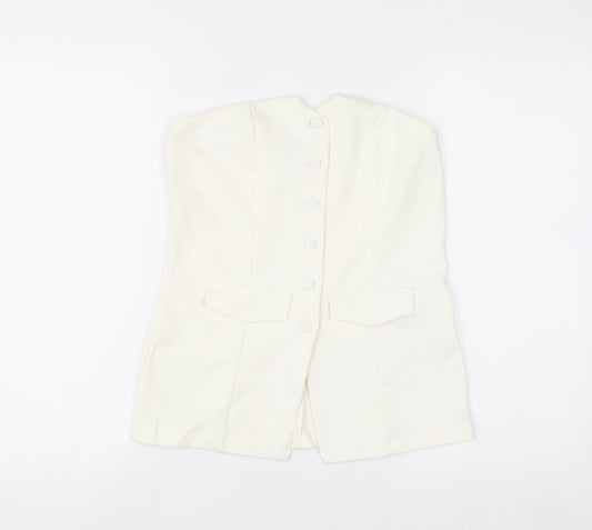 Primark Women Ivory Sleeveless Button Blouse Size S