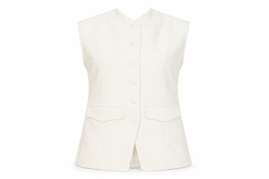 Primark Women Ivory Sleeveless Button Blouse Size S