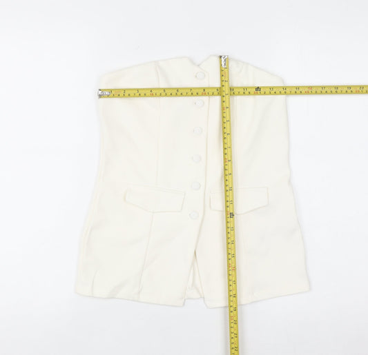 Primark Women Ivory Sleeveless Button Blouse Size S