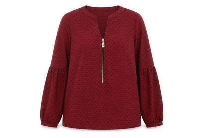 Michael Michael Kors Women's Red Geometric Zip Tunic Blouse XS