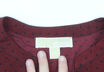 Michael Michael Kors Women's Red Geometric Zip Tunic Blouse XS