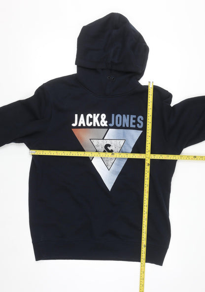 Jack & Jones Men's Black XL Pullover Hoodie with Graphic Print