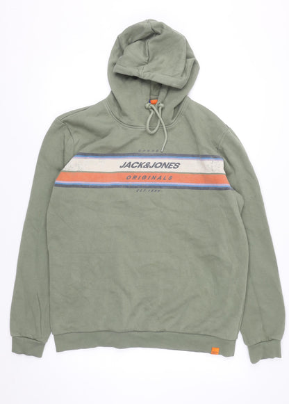 Jack & Jones Men's Green XL Pullover Hoodie Fleece Sweatshirt