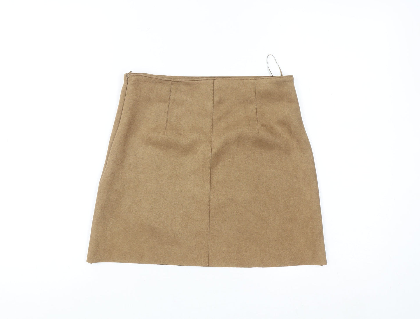 Primark Women Beige Short Suede Look Pencil Skirt Size 8