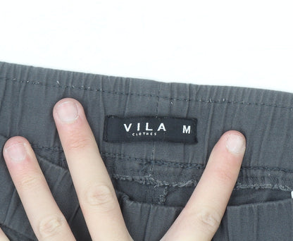 Vila Women Grey Slim Fit Stretch Leggings M Cotton Blend