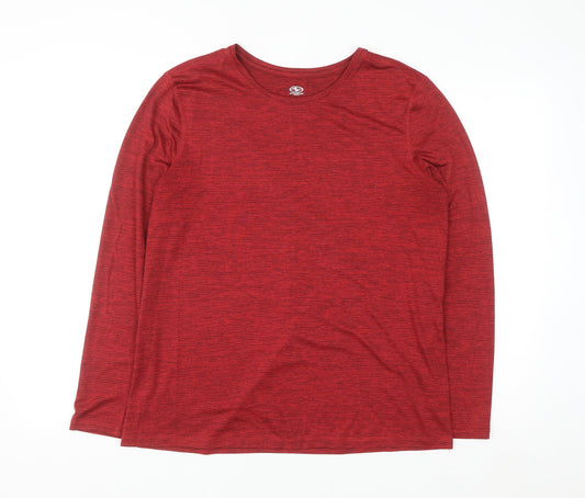 Athletic Works Womens Red Long Sleeve Active T-Shirt Size L 12-14