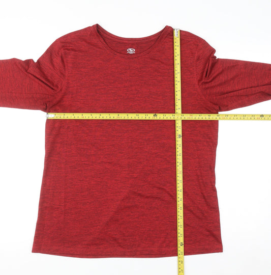 Athletic Works Womens Red Long Sleeve Active T-Shirt Size L 12-14