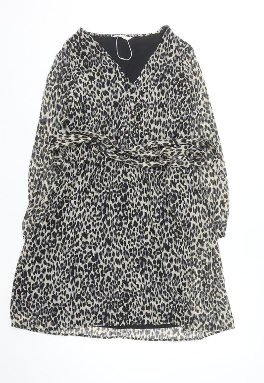 ONLY Women’s Multicoloured XL Leopard Print V-Neck Wrap Dress