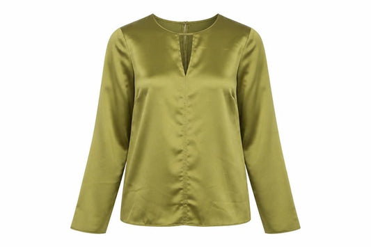 Primark Women’s Green Satin Long Sleeve V-Neck Blouse Size 6