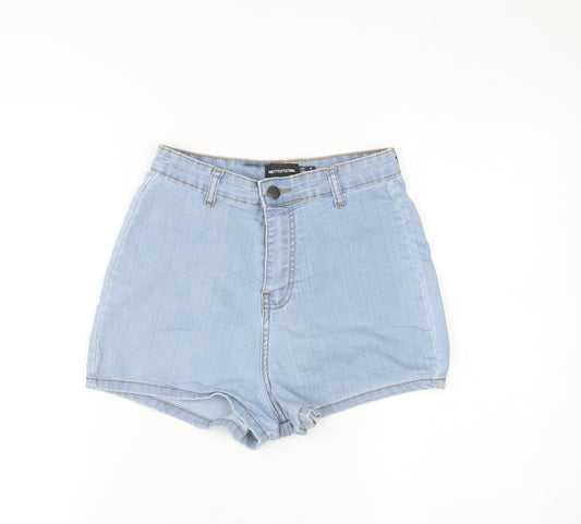 PrettyLittleThing Women Blue Size 8 High Rise Denim Hot Pants