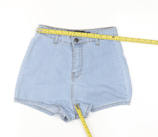 PrettyLittleThing Women Blue Size 8 High Rise Denim Hot Pants