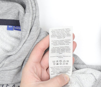 Jack & Jones Boys Grey Pullover Hoodie Size 164 Cotton Blend Casual