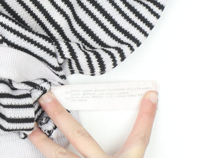 ZARA Women Black White Striped Sleeveless Knit Vest Size 12