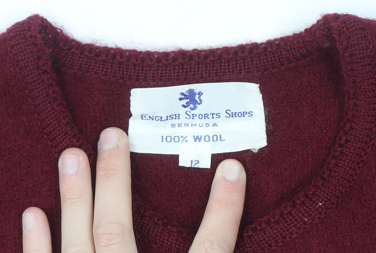 English Sports Shops Women's Red Wool Cardigan Size 12