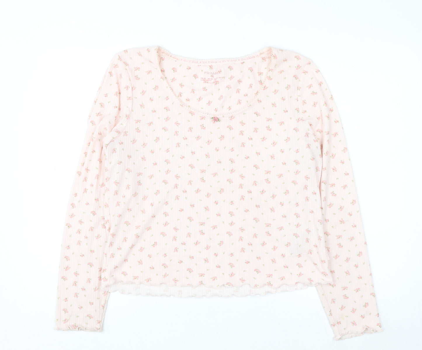 Primark Women Pink Floral Long Sleeve Pyjama Top Size 18-20
